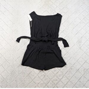 Ozma gauze black back tie romper